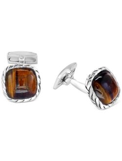 Collection EFFY Men's Tiger Eye Cufflinks in Sterling Silver (Also in Black Agate)