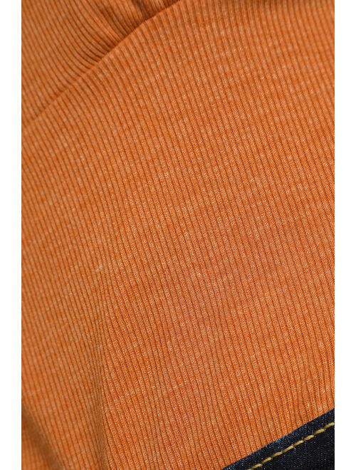 Lulus To Tie For Rust Orange Ribbed Side-Tie Tank Top Bodysuit