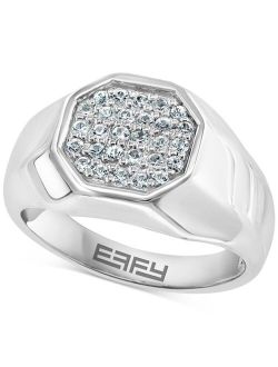 Collection EFFY Men's White Sapphire Octagon Cluster Ring (1/2 ct. t.w.) in Sterling Silver