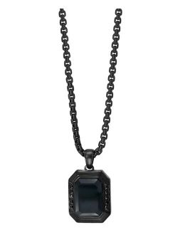 Collection EFFY® Men's Onyx and Black Spinel 24" Pendant Necklace in Black PVD Plated Sterling Silver