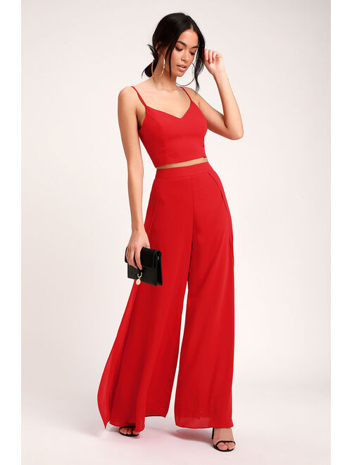 Lulus Out Tonight Red Two-Piece Jumpsuit