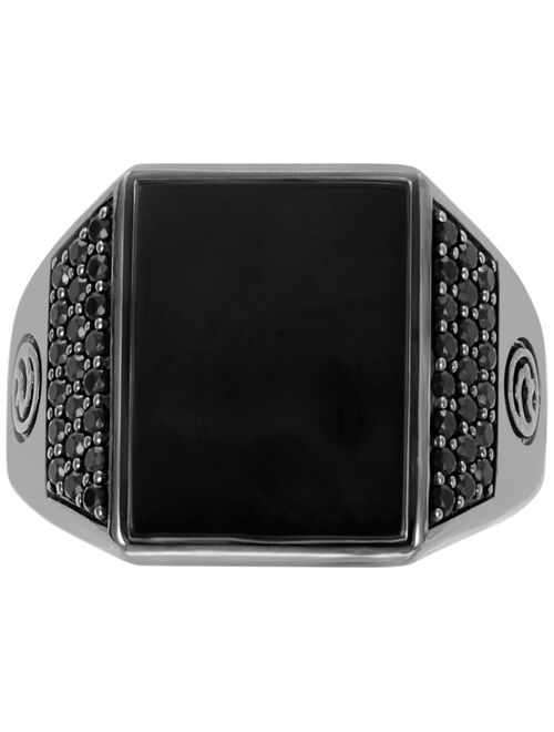 EFFY Collection EFFY® Men's Onyx and Black Spinel Statement Ring in Black Rhodium-Plated Sterling Silver