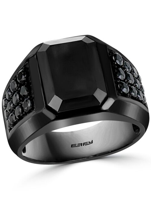 EFFY Collection EFFY® Men's Onyx & Black Spinel Ring in Black PVD over Sterling Silver