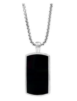 Collection EFFY® Men's Black Agate Dog Tag 22" Pendant Necklace in Sterling Silver