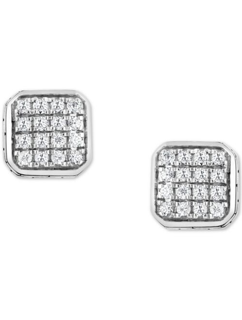 EFFY Collection EFFY® Men's White Sapphire Square Cluster Stud Earrings (5/8 ct. t.w.) in Sterling Silver