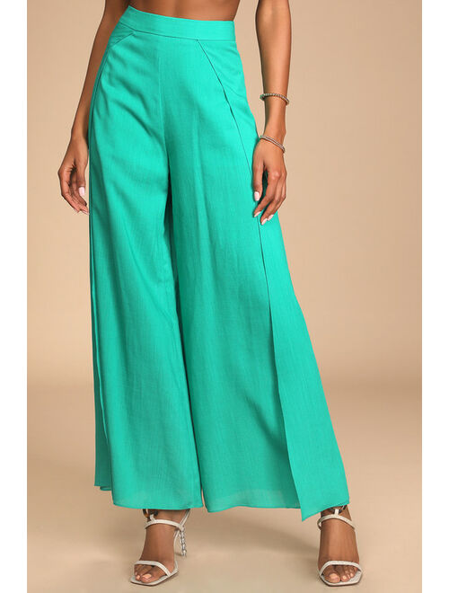 Lulus Postcards From Me Turquoise Ruffled Two-Piece Jumpsuit
