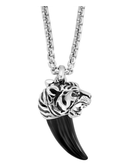 EFFY Collection EFFY® Men's Onyx Claw Tiger 22" Pendant Necklace in Sterling Silver
