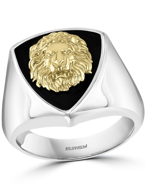 EFFY Collection EFFY® Men's Lion Head Statement Ring in Sterling Silver & 18k Gold-Plated Sterling Silver