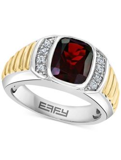 Collection EFFY Men's Rhodolite Garnet (4 ct. t.w.) & White Sapphire (1/4 ct. t.w.) Ring in Sterling Silver & 14k Gold-Plate
