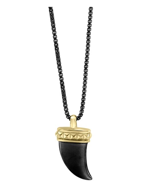 EFFY Collection EFFY® Men's Claw 22" Pendant Necklace in Black Rhodium and 18k Gold-Plated Sterling Silver