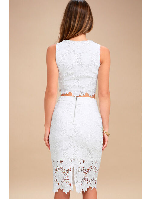 Lulus Look at Me Wow White Lace Two-Piece Dress