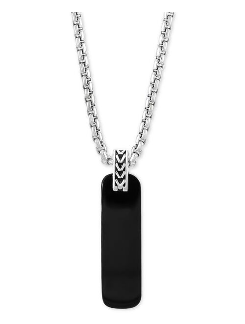 EFFY Collection EFFY® Men's Onyx (33-1/2 x 10mm) Dog Tag 22" Pendant Necklace in Sterling Silver