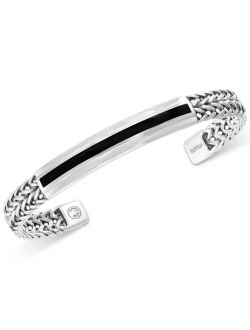 Collection EFFY Men's Black Agate Woven Cuff Bracelet (1-1/3 ct. t.w.) in Sterling Silver