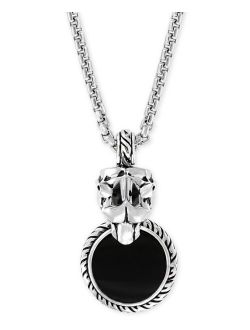 Collection EFFY® Men's Onyx (15mm) & Diamond Accent Panther 20" Pendant Necklace in Sterling Silver