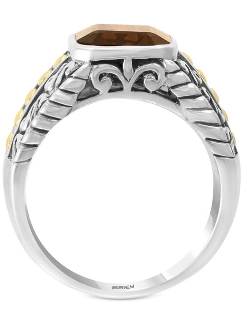 EFFY Collection EFFY® Men's Smoky Quartz Ring (5-3/8 ct. t.w.) in Sterling Silver & 18k Gold