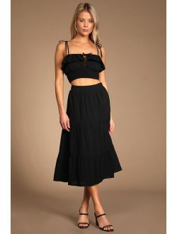 Sunny Selection Black Tie-Strap Two-Piece Midi Dress