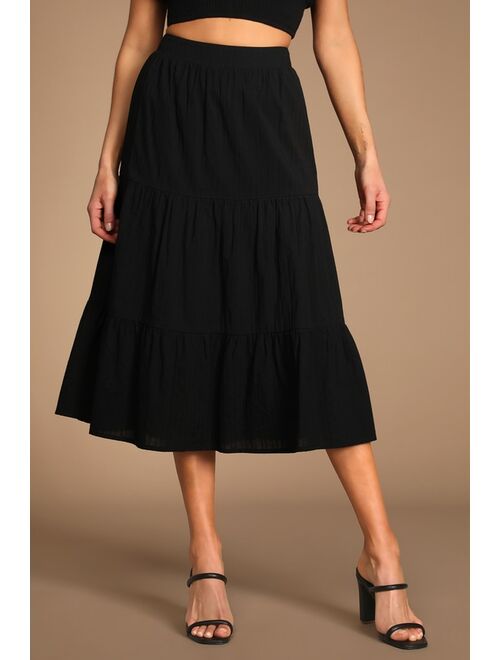 Lulus Sunny Selection Black Tie-Strap Two-Piece Midi Dress
