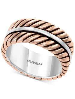 Collection EFFY Men's Rope-Look Ring in Sterling Silver & 18k Rose Gold-Plate