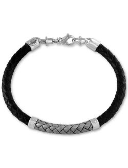Collection EFFY Men's Woven Bracelet in Leather and Sterling Silver