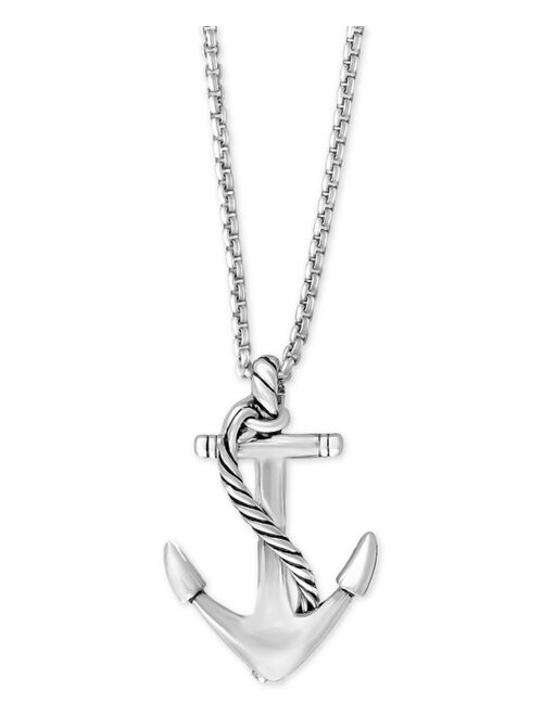 EFFY Collection EFFY® Men's Anchor Pendant Necklace in Sterling Silver