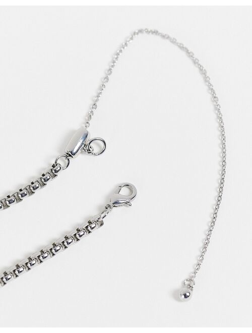 Reclaimed Vintage Inspired unisex chunky chain grunge necklace with faux pearl cross in silver