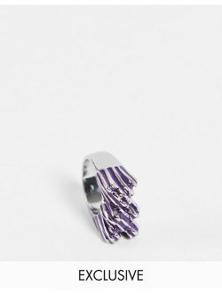 inspired candy stripe gummy bear ring in silver