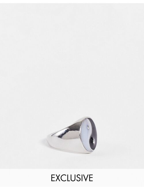 Reclaimed Vintage Inspired chunky yin yang ring in faux opal enamel