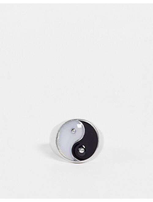 Reclaimed Vintage Inspired chunky yin yang ring in faux opal enamel