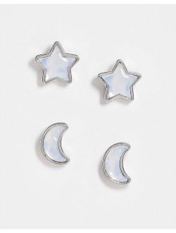 inspired cosmic earrings in faux opal mutipack