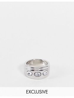 Inspired chunky ring with 90's crystals in silver