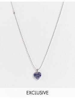 inspired unisex grunge heart stone necklacein silver