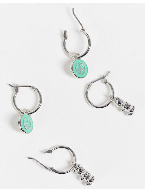 Reclaimed Vintage inspired teddy bear earrings in silver