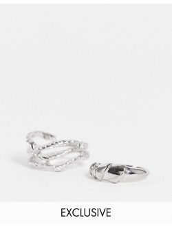 Inspired minimal rings in silver 2 pack