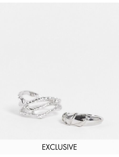 Reclaimed Vintage Inspired minimal rings in silver 2 pack