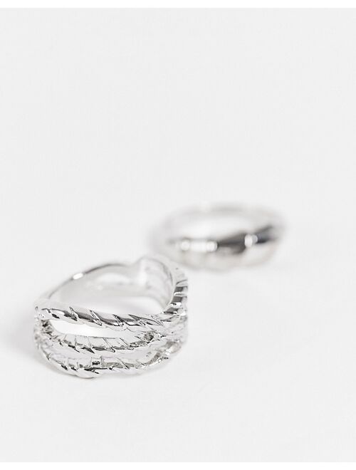 Reclaimed Vintage Inspired minimal rings in silver 2 pack