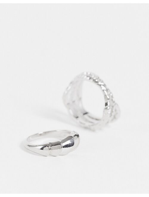Reclaimed Vintage Inspired minimal rings in silver 2 pack