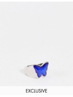 Inspired unisex butterfly ring in silver