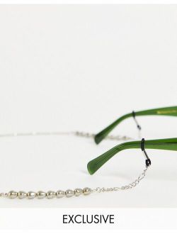 inspired sunglasses chain with faux pearls in silver