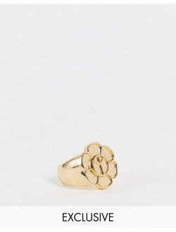 inspired peace flower ring in gold