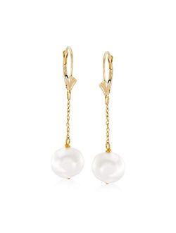 10-10.5mm Cultured Pearl Drop Earrings in 14kt Yellow Gold