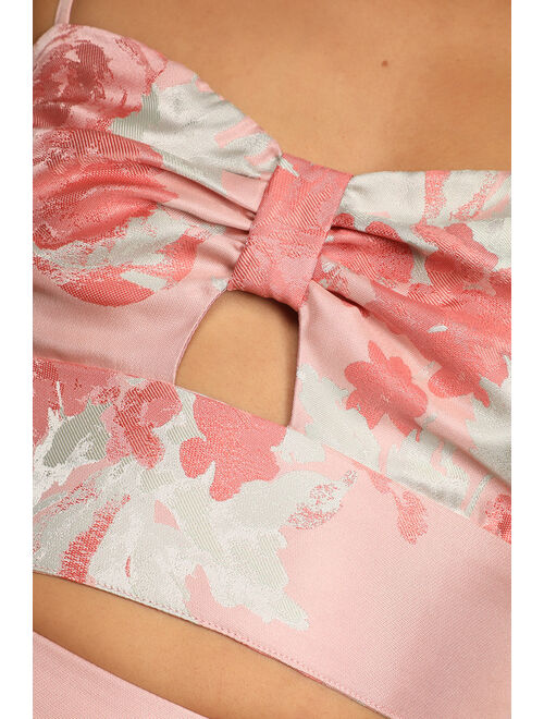 Lulus Belle de Jour Blush Pink Floral Jacquard Cropped Cami Top