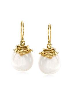 12-13mm Cultured Baroque Pearl Drop Earrings in 18kt Gold Over Sterling