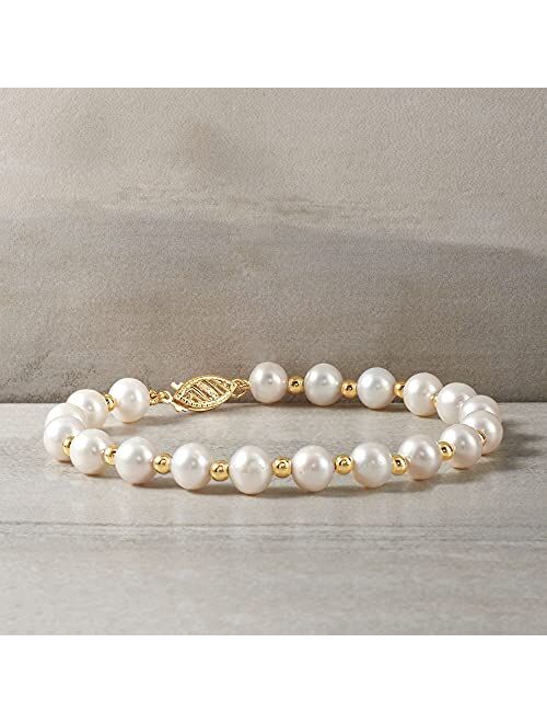 Ross-Simons 6-7mm Cultured Pearl Bracelet With 14kt Yellow Gold