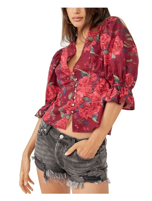 Free People I Found You Cotton Floral-Print Blouse