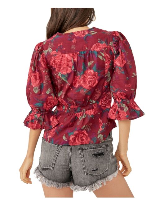 Free People I Found You Cotton Floral-Print Blouse