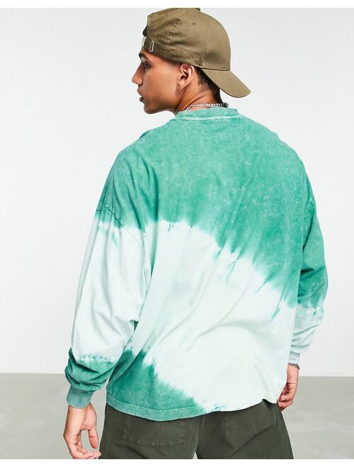 ASOS DESIGN oversized long sleeve t-shirt in green tie dye