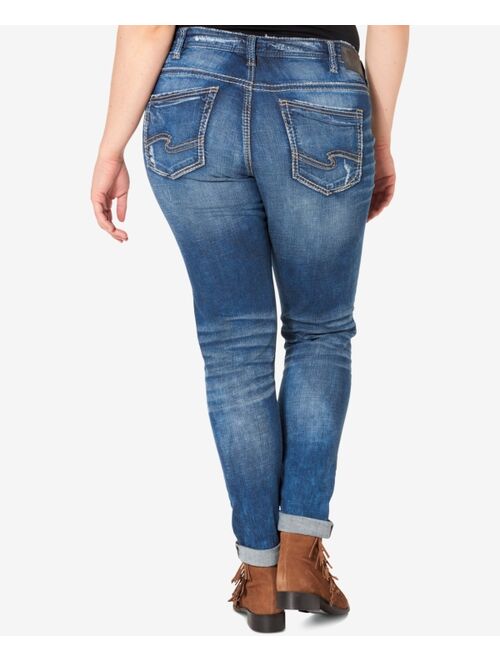 Silver Jeans Co. Plus Size Indigo Wash Ripped Girlfriend Jeans