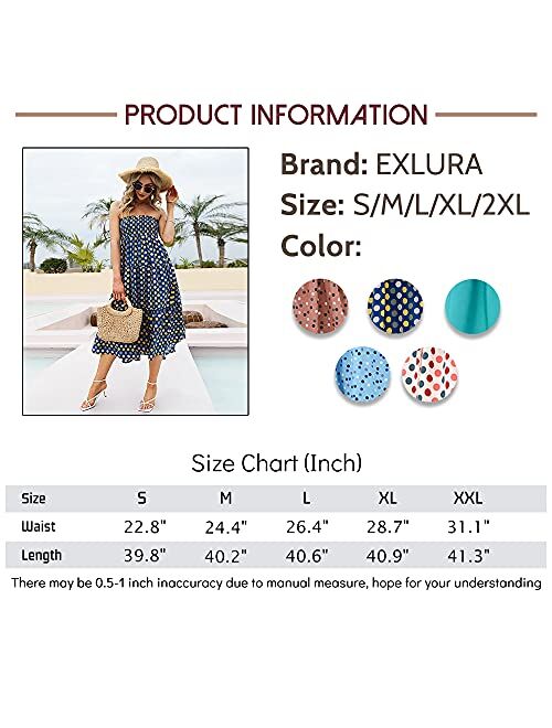 EXLURA Women's Bohemian Floral Printed High Waist Pleated Beach Party Long Maxi Skirt