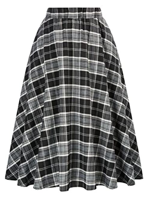 Buy Grace Karin Kate Kasin Women's A-Line Vintage Skirt Grid Pattern ...