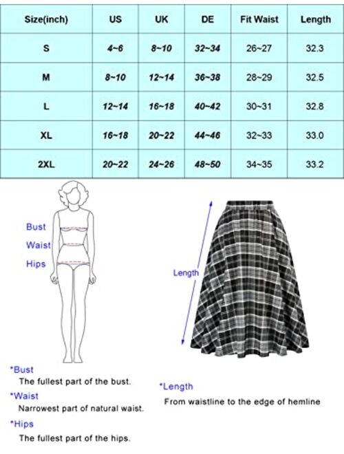 Grace Karin Kate Kasin Women's A-Line Vintage Skirt Grid Pattern Plaid KK633/ KK495